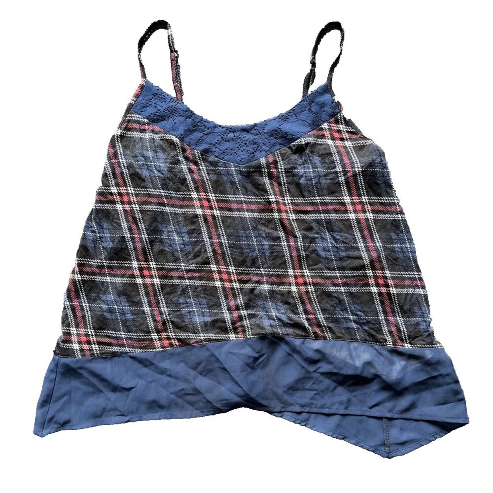 Mason + Mackenzie Juniors Knitted Tank Top Plaid Medium